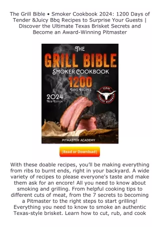 full✔download️⚡(pdf) The Grill Bible • Smoker Cookbook 2024: 1200 Days of T