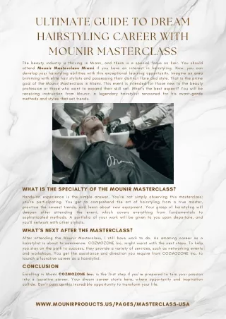 Ultimate Guide to Dream Hairstyling Career with Mounir Masterclass