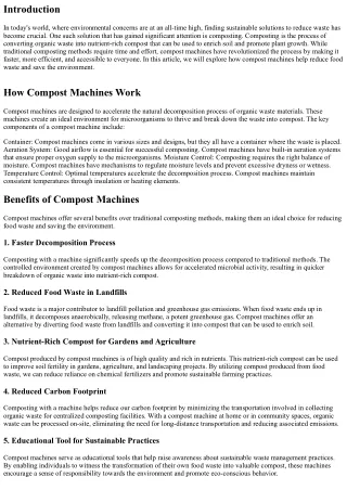 How Compost Machines Help Reduce Food Waste and Save the Environment