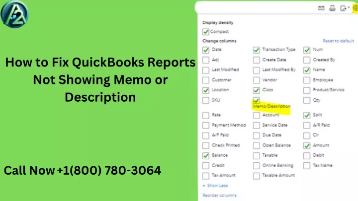 how to fix quickbooks reports not showing memo