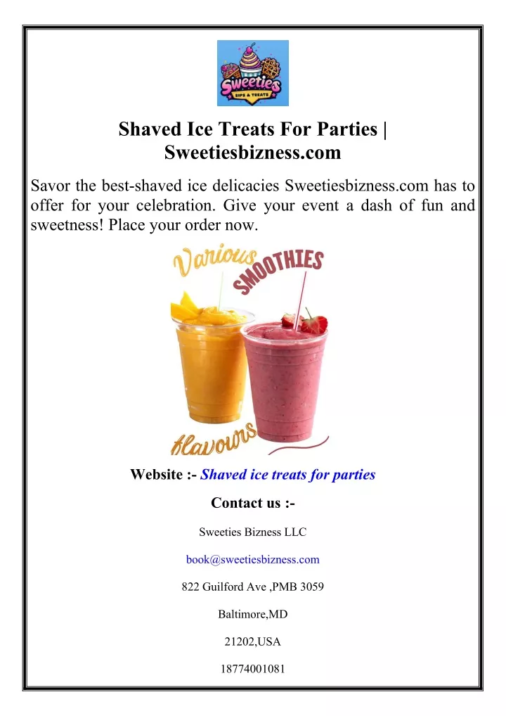 shaved ice treats for parties sweetiesbizness com