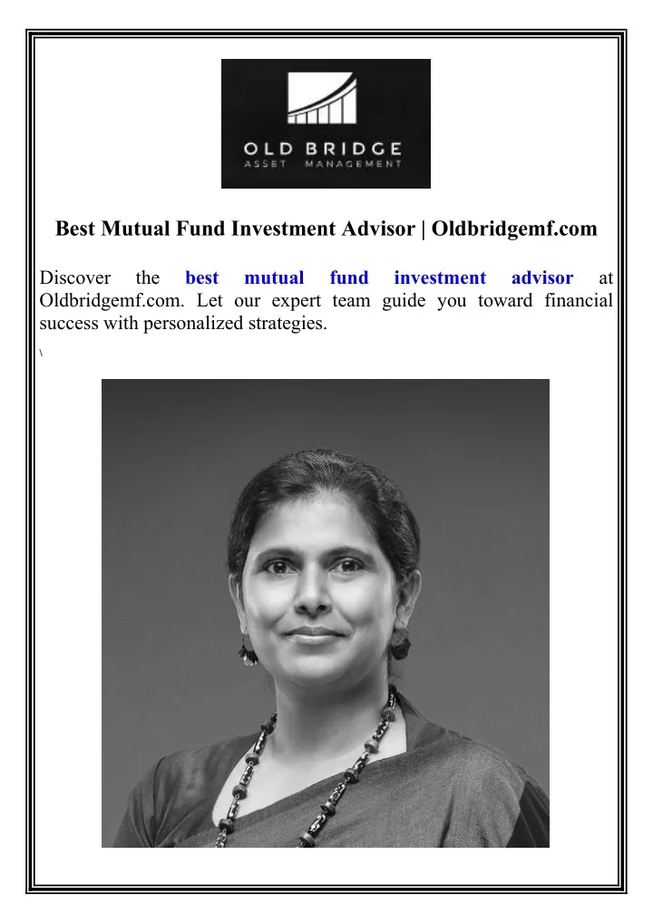 best mutual fund investment advisor oldbridgemf