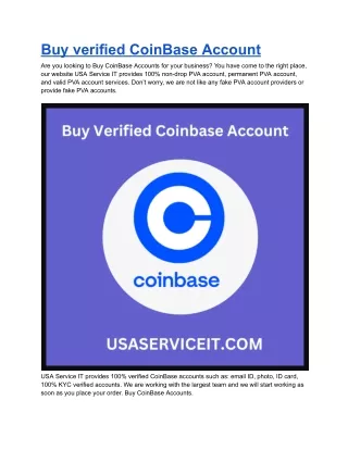 Best Place to Buy Verified Coinbase Account in Whole Online