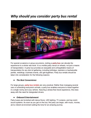 Why Choose a Party Bus Rental for Special Occasions