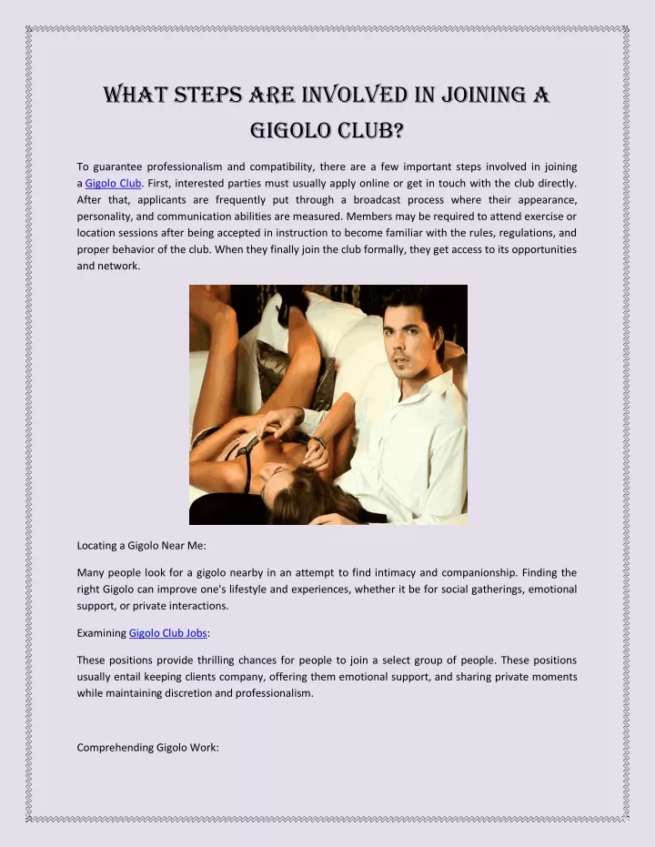 what steps are involved in joining a gigolo club