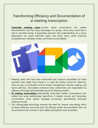 Transforming Efficiency and Documentation of ai meeting transcription