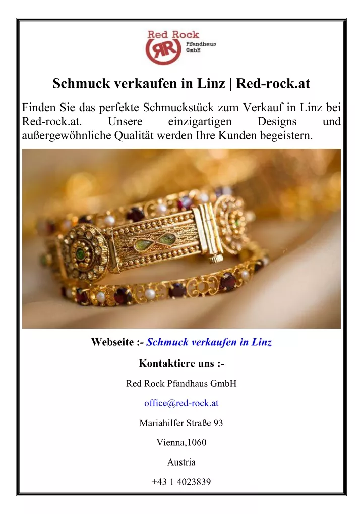 schmuck verkaufen in linz red rock at