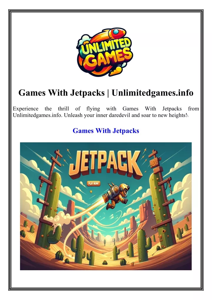 games with jetpacks unlimitedgames info