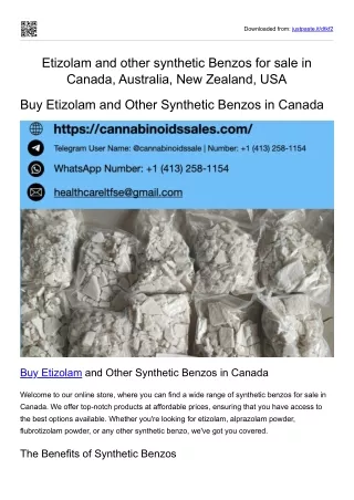 Buy etizolam for sale in Canada