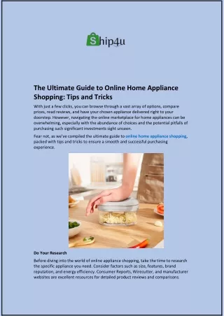 The Ultimate Guide to Online Home Appliance Shopping: Tips and Tricks