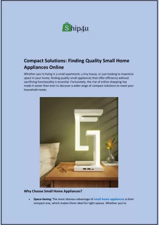 Compact Solutions: Finding Quality Small Home Appliances Online