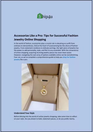 Accessorize Like a Pro: Tips for Successful Fashion Jewelry Online Shopping