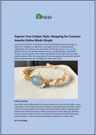 Express Your Unique Style: Shopping for Costume Jewelry Online Made Simple
