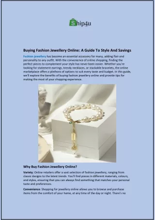 Buying Fashion Jewellery Online: A Guide To Style And Savings