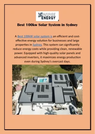 Best 100kw Solar System in Sydney