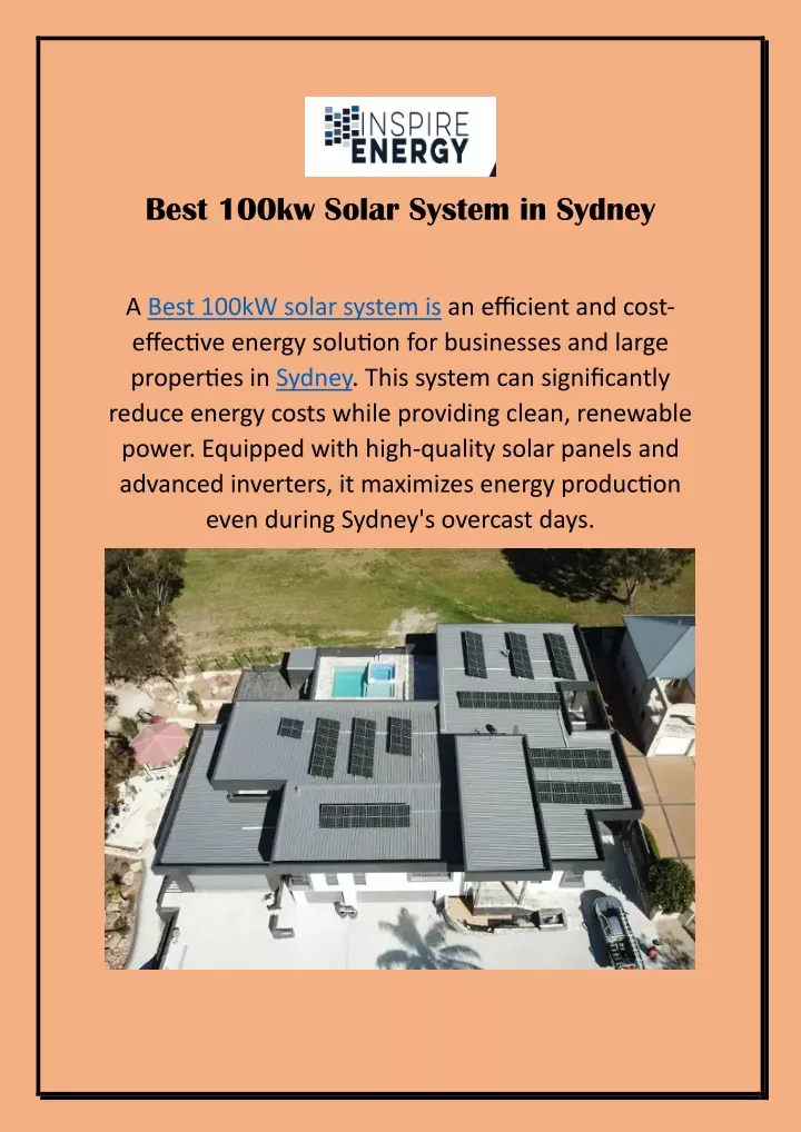 best 100kw solar system in sydney