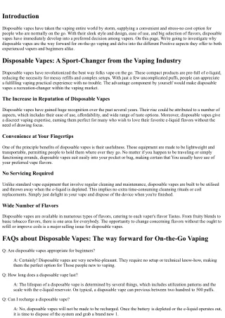 Disposable Vapes: The way forward for On-the-Go Vaping