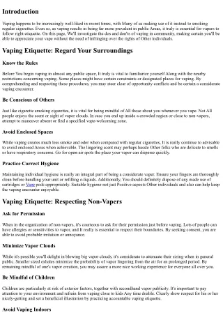 Vaping Etiquette one zero one: The best way to Become a Considerate Vaper in Pub