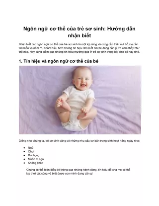 Nhận biết ngôn ngữ cơ thể của trẻ sơ sinh