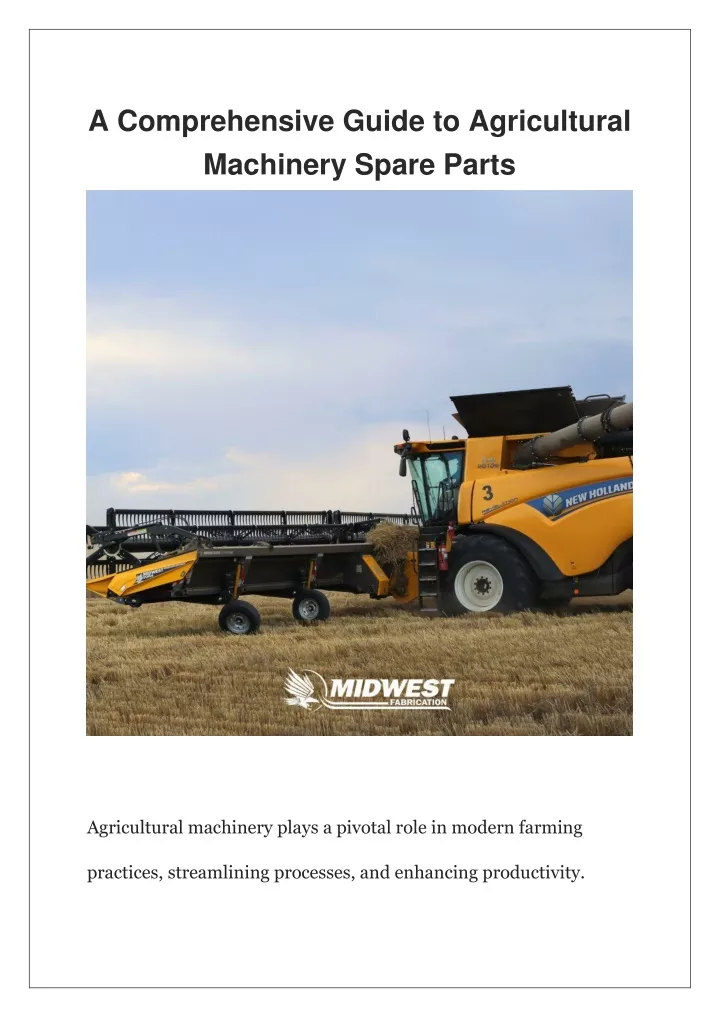 a comprehensive guide to agricultural machinery