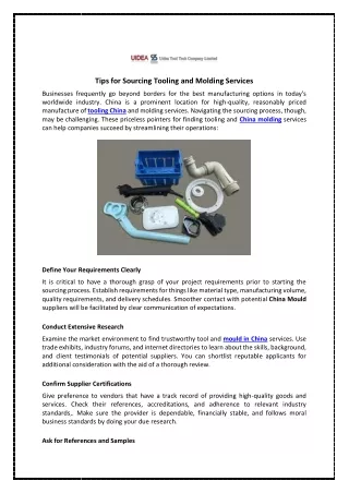 Tips for Sourcing Tooling and Molding Services