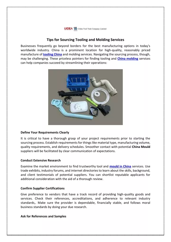 tips for sourcing tooling and molding services