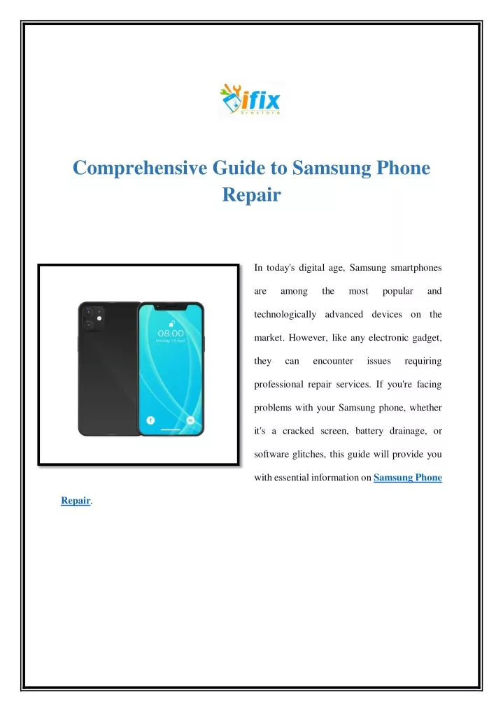 comprehensive guide to samsung phone repair