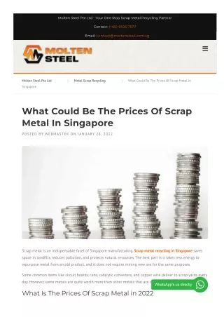 Scrap Metal Prices in Singapore
