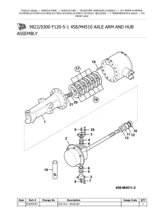 JCB 527-58 WM Telescopic Handlers (Loadall) Parts Catalogue Manual (Serial Number 01449000-01449999)