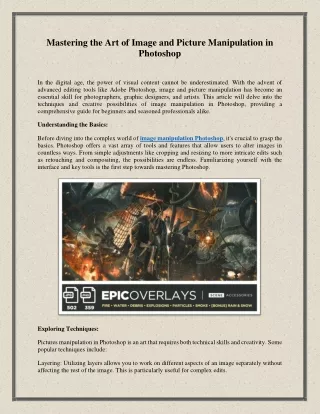 Mastering the Art of Image and Picture Manipulation in Photoshop
