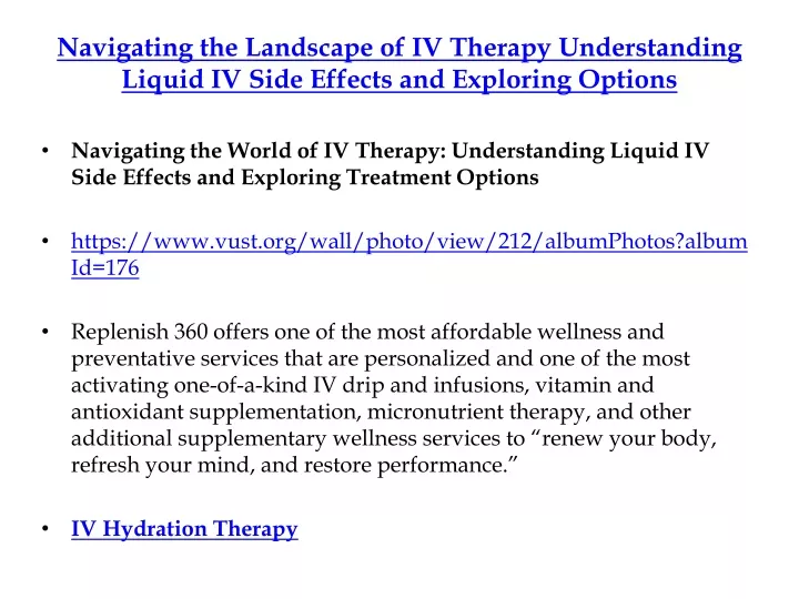 PPT - Navigating the Landscape of IV Therapy Understanding Liquid IV 