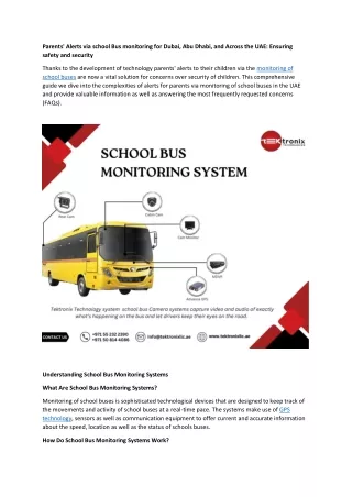 Parental Alerts through School Bus Monitoring in Dubai, Abu Dhabi, and Across the UAE