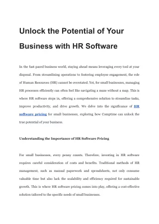 Unlock the Potential of Your Business with HR Software