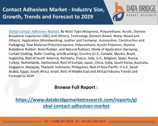 Global Contact Adhesives Market – Industry Trends and Forecast to 2029
