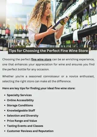 Tips for Choosing the Perfect Fine Wine Store