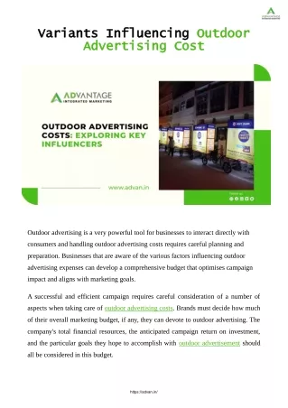 Variants Influencing Outdoor Advertising Cost
