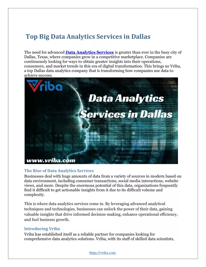 top big data analytics services in dallas