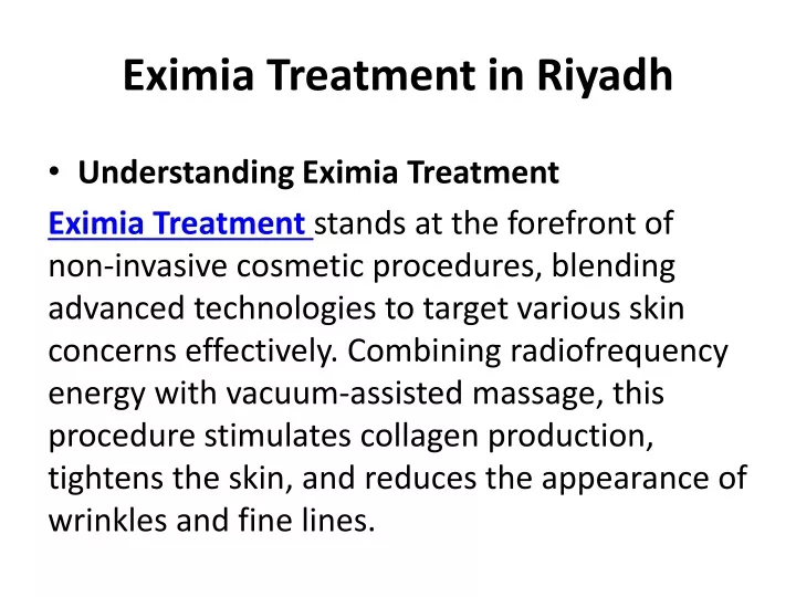 eximia treatment in riyadh