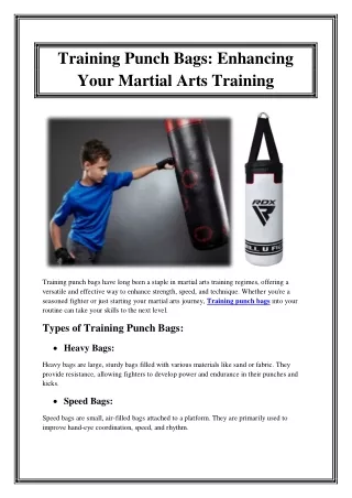 Training Punch Bags Enhancing Your Martial Arts Training