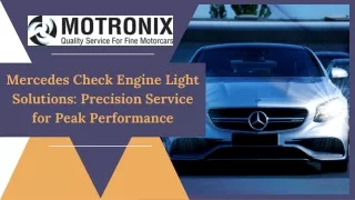 Mercedes Check Engine Light Solutions Precision Service for Peak Performance