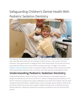 Expert Pediatric Sedation Dentistry Services for Comfortable Dental Procedures