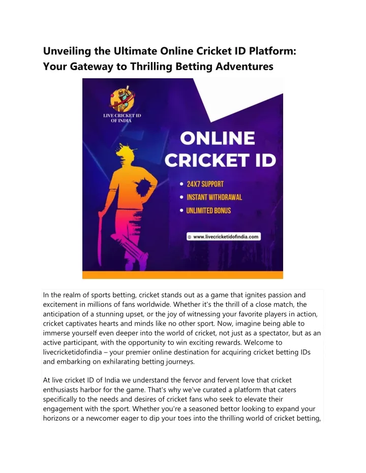 unveiling the ultimate online cricket id platform