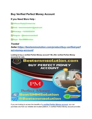 Buy Verified Perfect Money Account