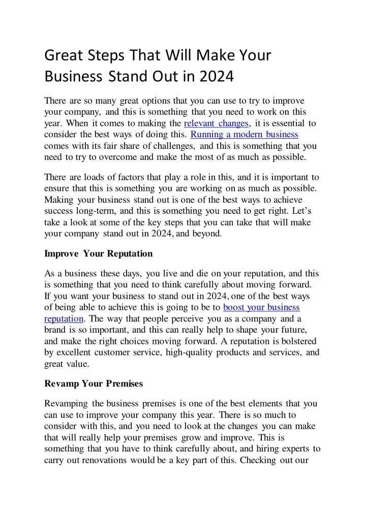 great steps that will make your business stand