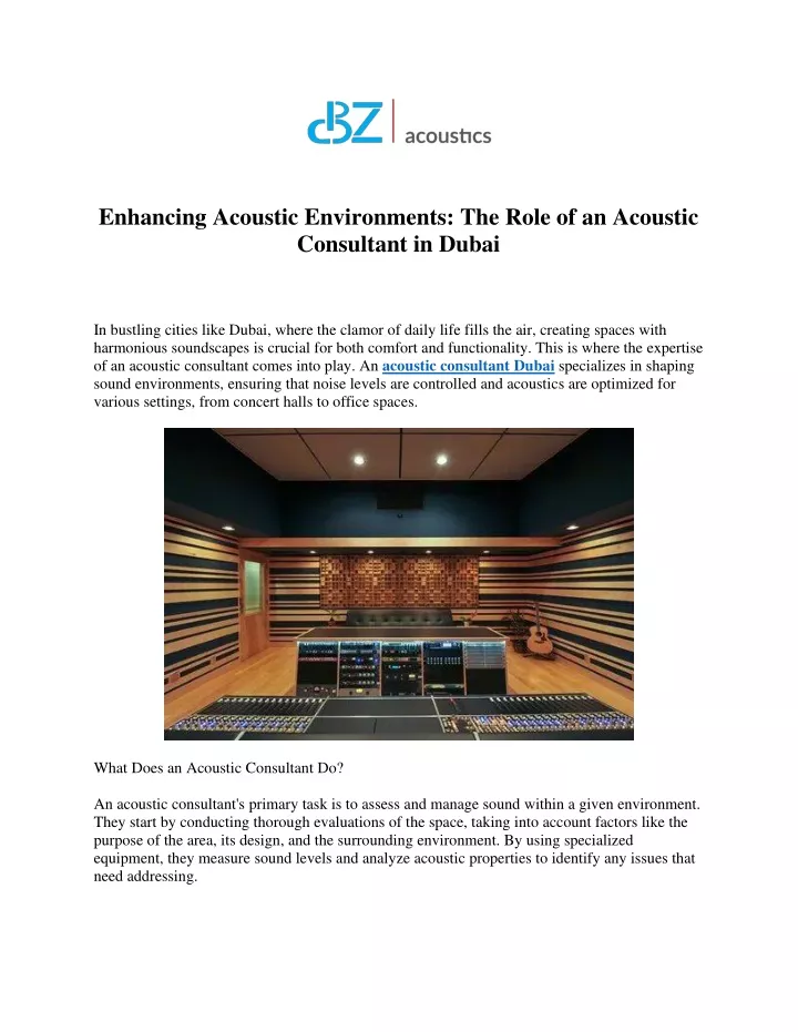 enhancing acoustic environments the role