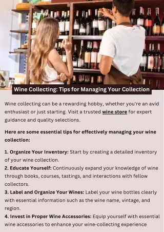 Wine Collecting: Tips for Managing Your Collection