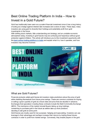Best Online Trading Platform In India – How to Invest in a Gold Future