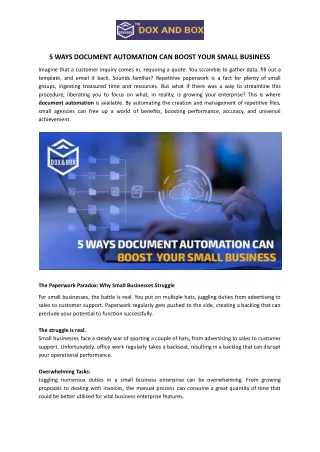 5 WAYS DOCUMENT AUTOMATION CAN BOOST YOUR SMALL BUSINESS