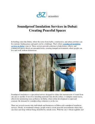 Silence Your Space: Premier Soundproof Insulation Services in Dubai