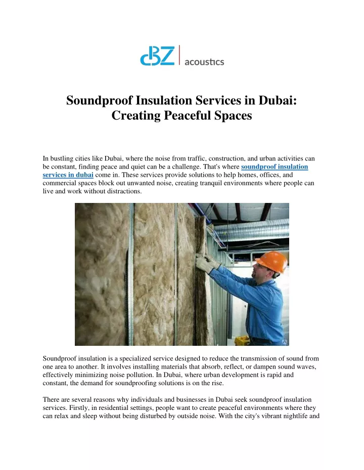 soundproof insulation services in dubai creating